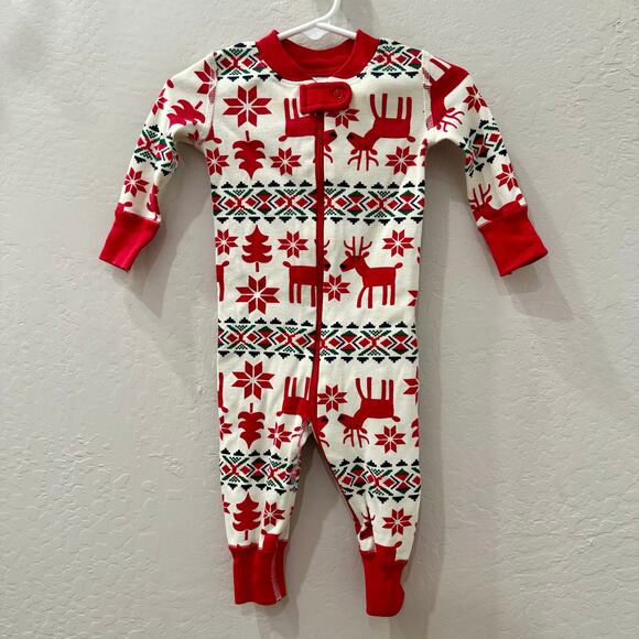 Hanna Andersson Dear Deet Holiday Zipper Sleeper Pajamas - Picture 1 of 8